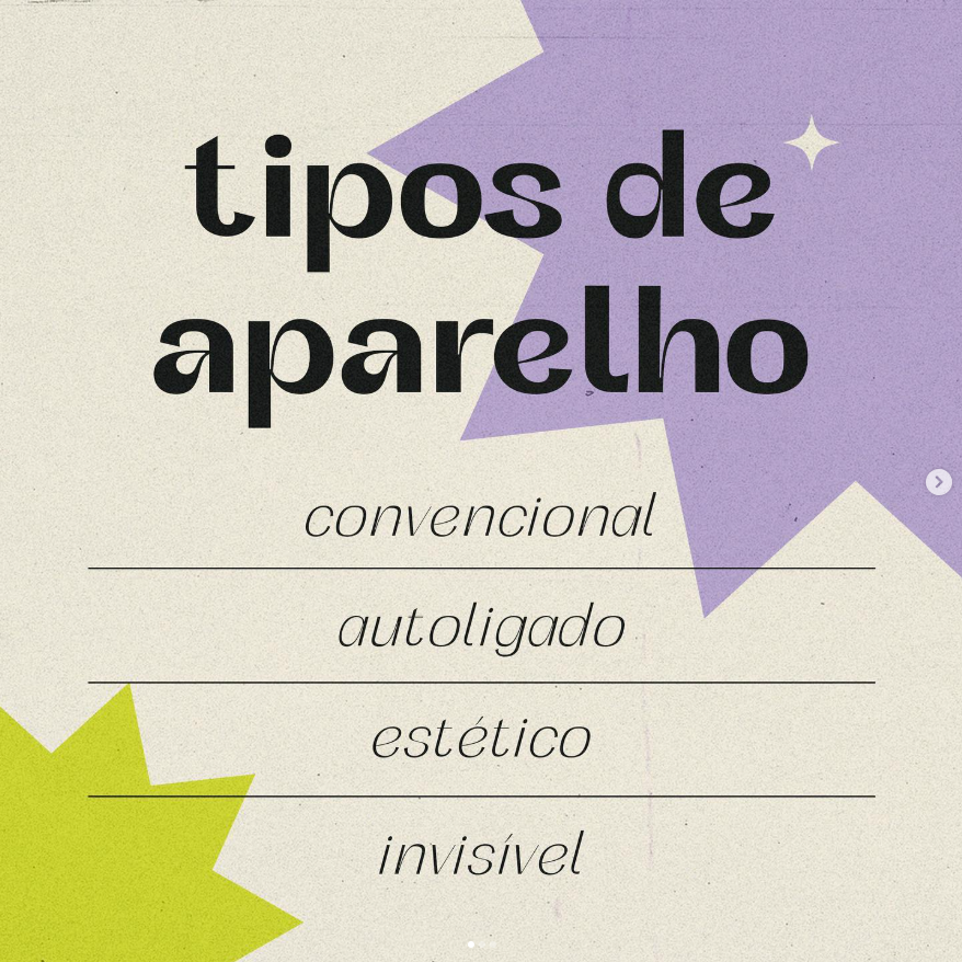 Print do Instagram da Dra. Mari sobre publicação sobre tipos de aparelho